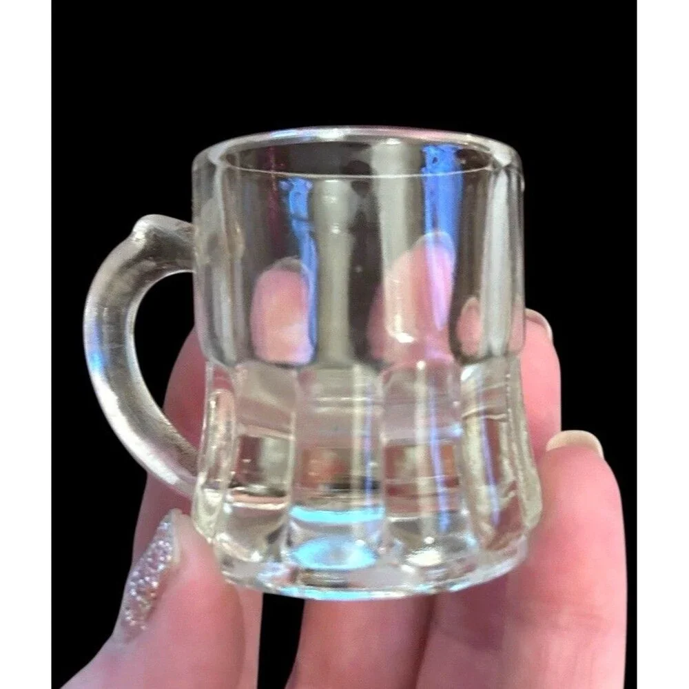 Set Of 4 Vtg Federal Glass Mini Beer Mug Shot Glass 1 oz Toothpick Holders 2”